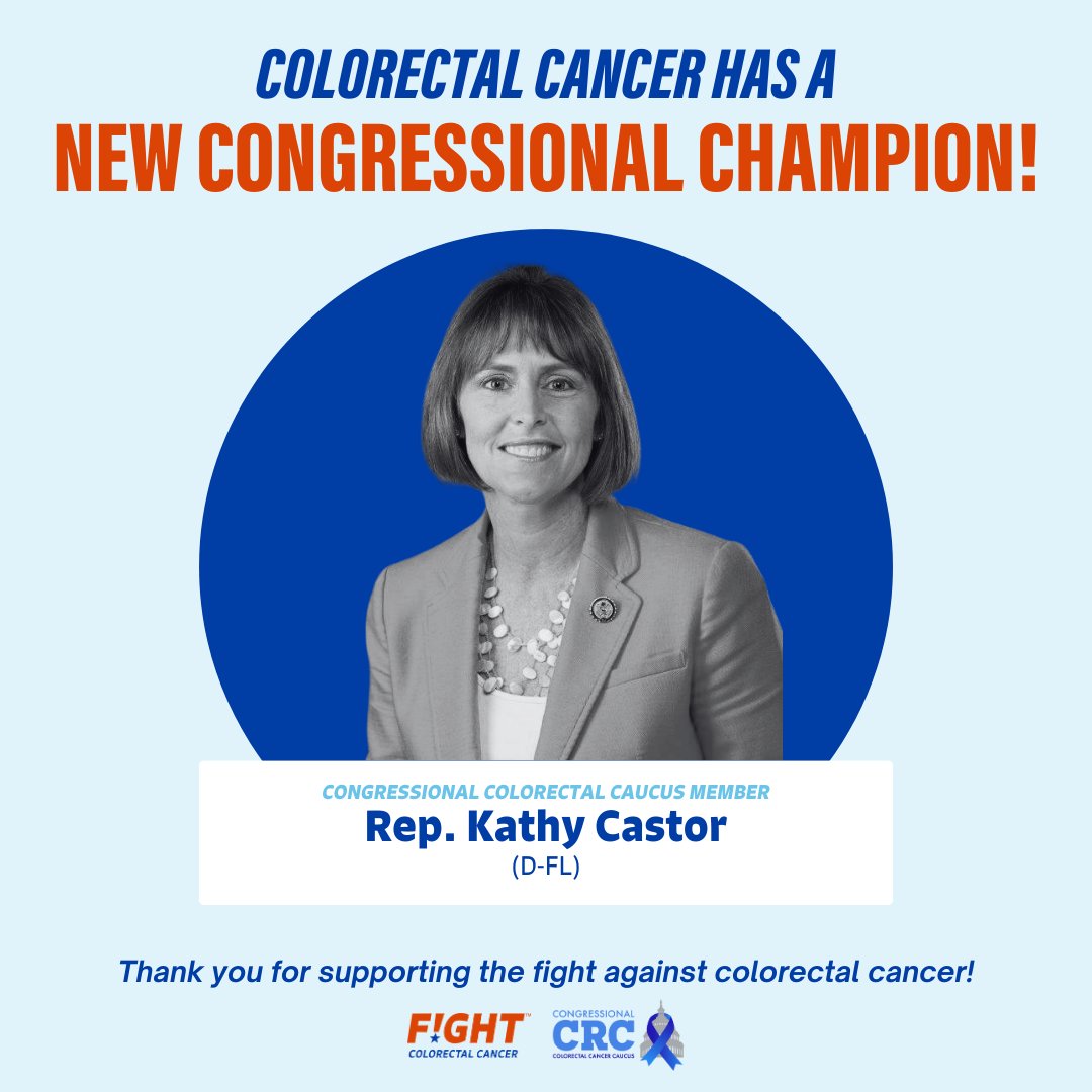 Exciting news! @USRepKCastor joins the Congressional #ColorectalCancer Caucus as a #RelentlessChampion! Encourage your member to join her in the fight against CRC: fightcolorectalcancer.org/advocacy/actio…