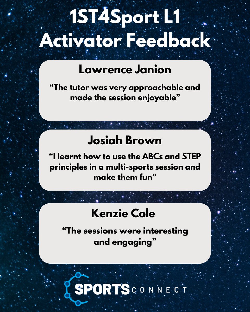 Great to see such great feedback from our latest Level 1 Activator course! To find out more about our Sports Coaching and Development courses click here: sportsconnect.uk/programmes/spo… #Level1Activator #FeedbackFriday #EmpowermentJourney #PersonalDevelopmentSuccess #PositiveVibes