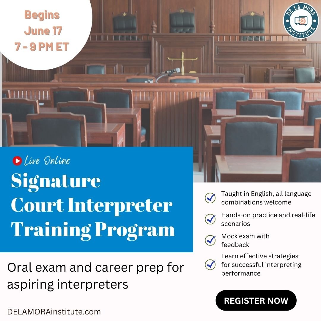 DLM_Institute's tweet image. Empower your expertise! Enroll in our Signature Court Interpreter Training Program today and prepare to pass your certification exam confidently 📚🏛️. 

Registration link in bio! 🔗

#BilingualCareers #CourtInterpreterTraining #Bilingual #CourtInterpreter #BilingualProfessions