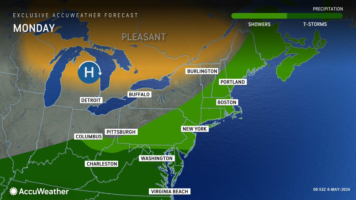 WEATHER @accuweather Monday • This afternoon-Mostly sunny. High 67. • Tonight-Mainly clear. Low 46. • Tuesday-Clouds and limited sun. High 74.