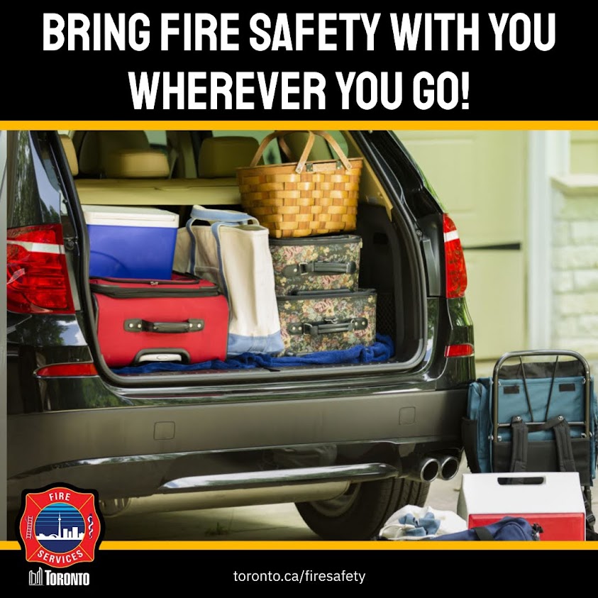 Make fire safety a priority no matter where you go this summer. Always ensure there are working smoke and carbon monoxide alarms where you are staying. Bring a smoke alarm and batteries to keep you and your family safe while you are on the go. #Toronto #safety