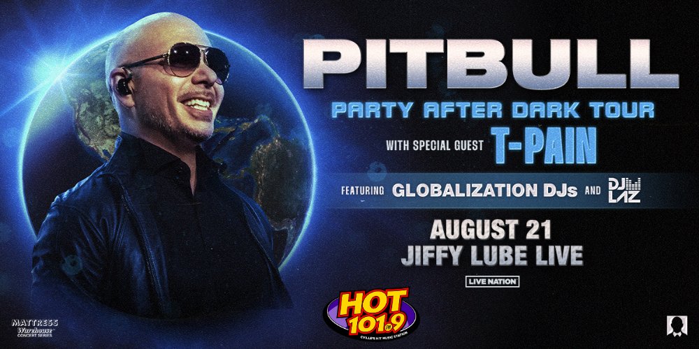 Hot 101.9 wants to send you to see MR. 305…MR. WORLDWIDE…the one and only PITBULL!!!

Pitbull: Party After Dark Tour- Wed • Aug 21 • 8:00 PM at Jiffy Lube Live, Bristow, VA

1019hot.com/2024/05/06/ent…