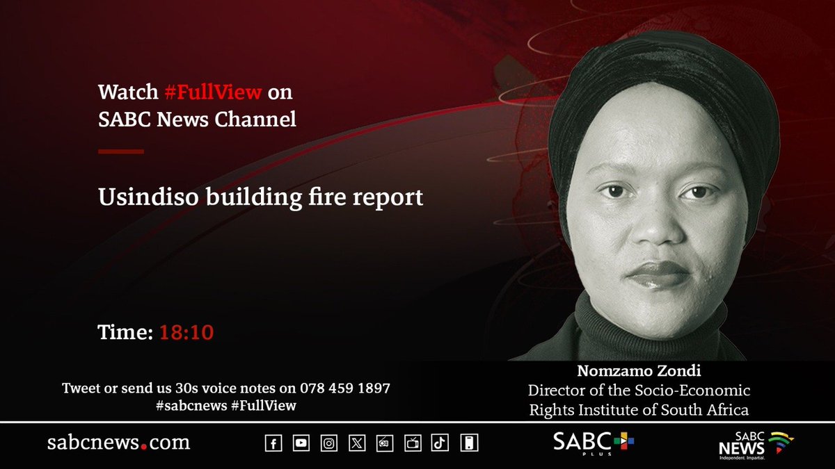 [COMING UP] On #FullView Nomzamo Zondi, Usindiso building fire report. #SABCNews
