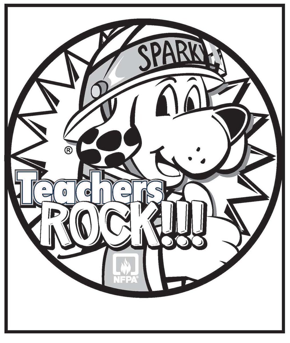 Let's celebrate #TeacherAppreciationWeek together! Download and color our Sparky Teachers Rock coloring page on Sparky.org to show our amazing teachers how much we appreciate all they do! Let's fill their world with color and gratitude! nfpa.social/aalf50RxmcW