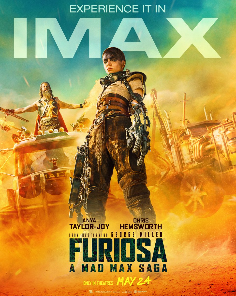 Lady and Gentlemens. Nearly a decade later, the Mad Max Saga origins are revealed in IMAX. Experience #Furiosa : A Mad Max Saga in IMAX starting May 24. Tickets on sale this Wednesday.