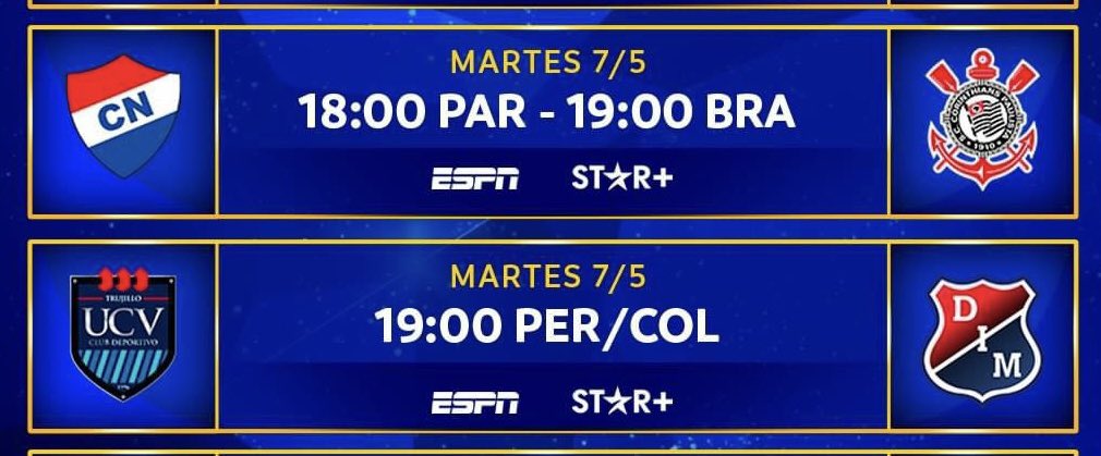 Hermosa semana de Copa Sudamericana 🏆✨⚽️🌟😍 Los acompañaré este martes con dos partidos. - Nacional de Paraguay vs Corinthians de Brasil al lado de @FabiTaboadaok - César Vallejo de Perú vs Medellín de Colombia al lado de @SoyVictorRomero