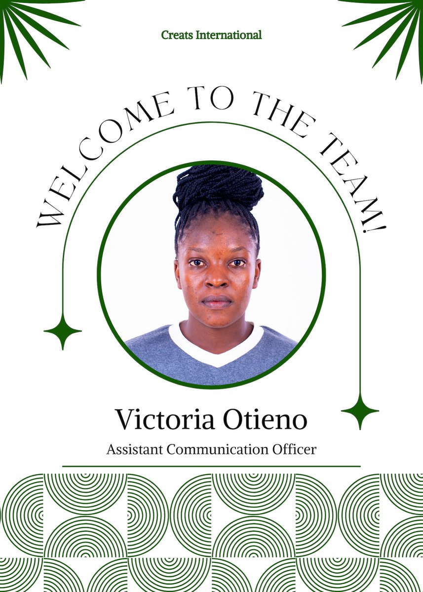 Please join me in welcoming Victoria Otieno to our team as the Assistant Communication Officer. We are excited to have her on the team! Welcome to Creats, Victoria! #welcome #newemployee #TransformingCommunities