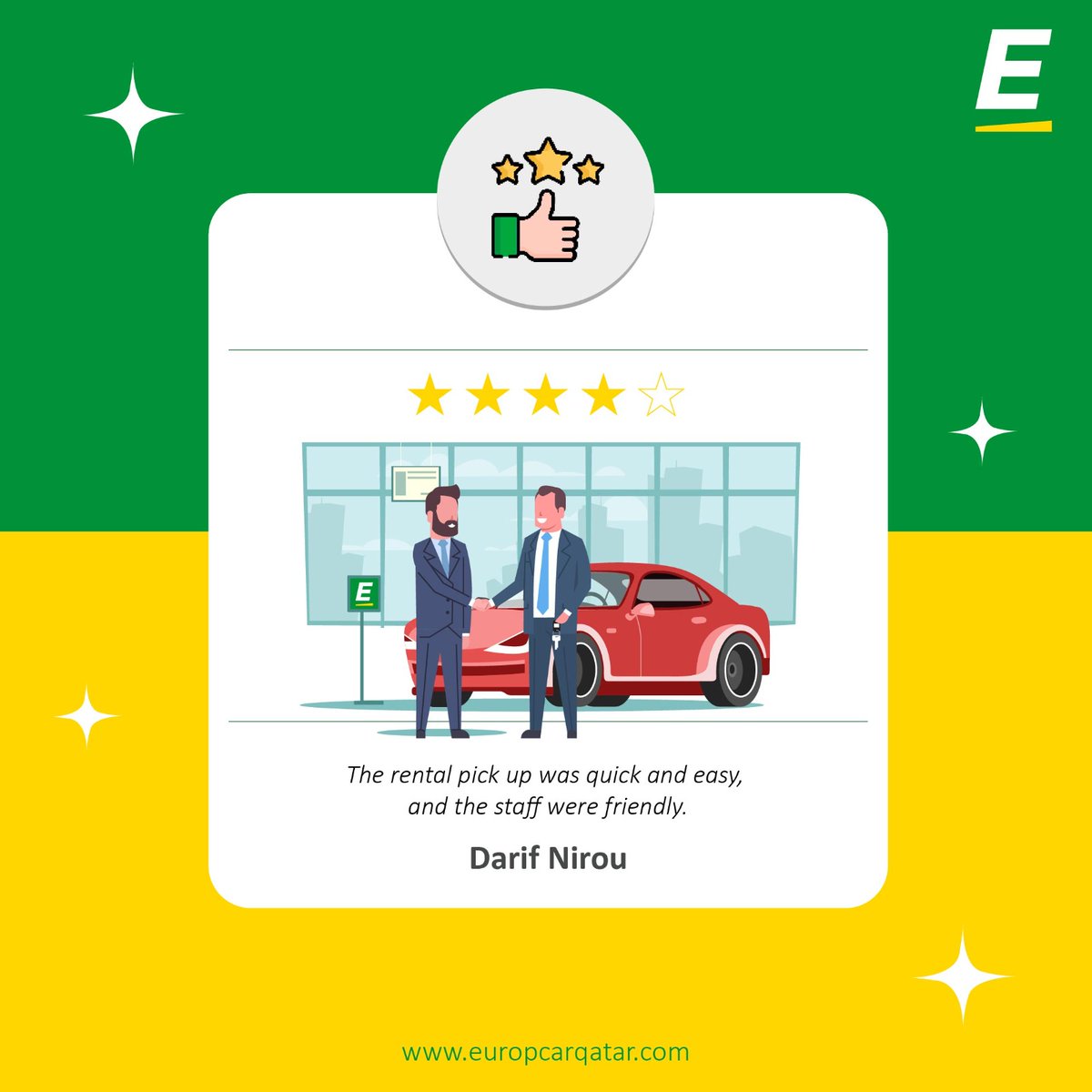 We are glad to serve and make our customers happy.
Moving your way.
.نحن سعداء بخدمة ورضا عملائنا.
معك على الطريق
#europcar #qatar #customersatisfaction