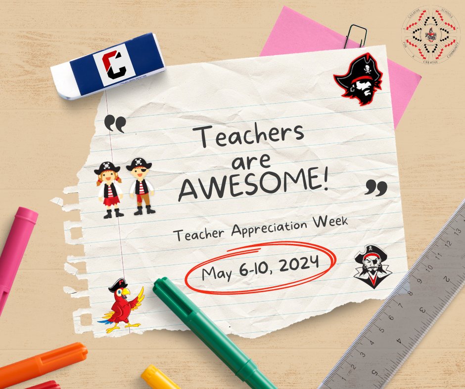 Happy Teacher Appreciation Week to our AWESOME teachers! If you have felt the impact of a teacher on your life, it's a great time to let them know! #piratepride