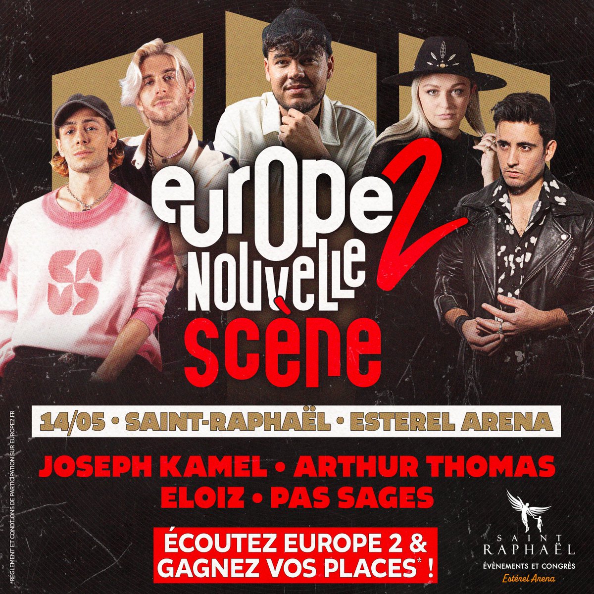 Le 14 mai prochain, #Europe2NouvelleScène pose ses valises sous le soleil de Saint-Raphaël pour un concert exceptionnel avec @josephkameloff, <a href="/Eloizmusic/">Eloïz</a>, Arthur Thomas et <a href="/Pas_Sages_/">Pas Sages</a> 🎤🤩

Prenez vos places ICI ➡ vu.fr/Xcbay
