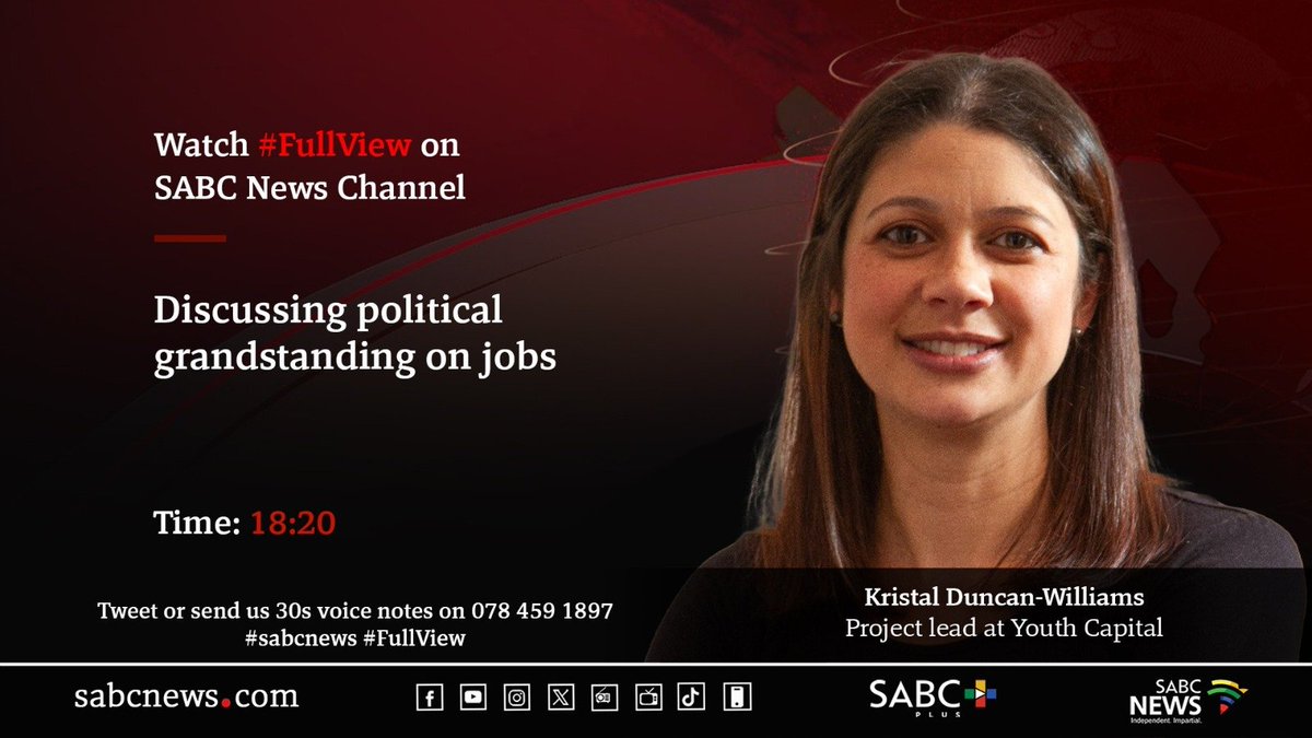 [STILL TO COME] On #FullView Kristal Duncan-Williams, discussing political grandstanding on jobs. #SABCNews