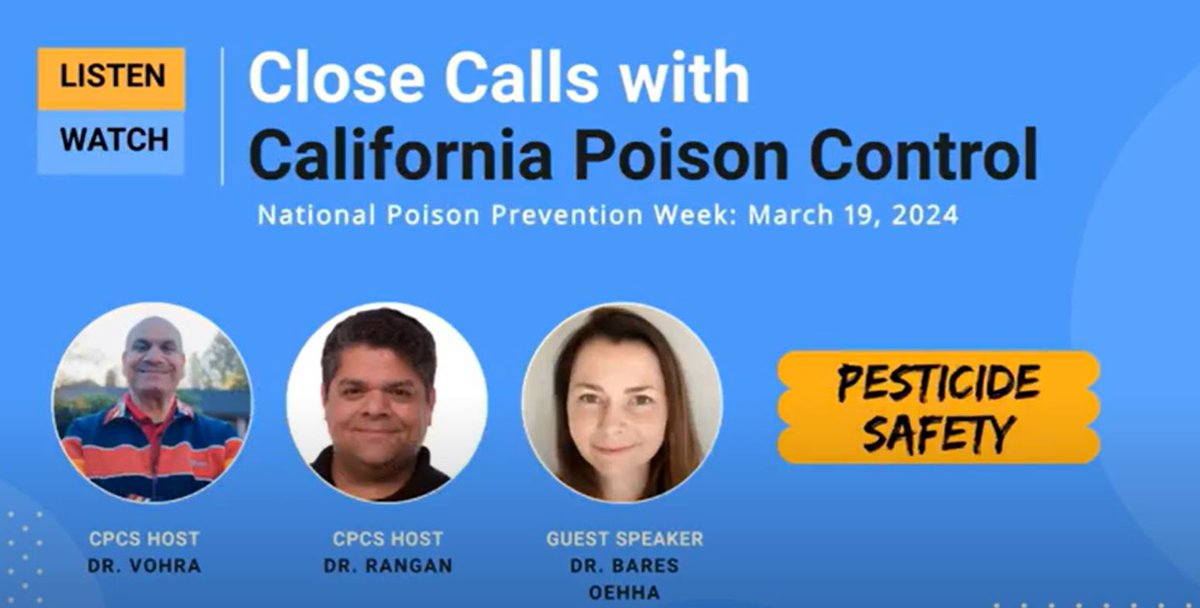 Wondering how to keep you and your family safe around #pesticides? Check out @OEHHA Dr. Alanna Bares’ interview with @PoisonInfo to learn about important safety tips to limit your exposure. 📲 youtube.com/watch?v=MTJ3D2…