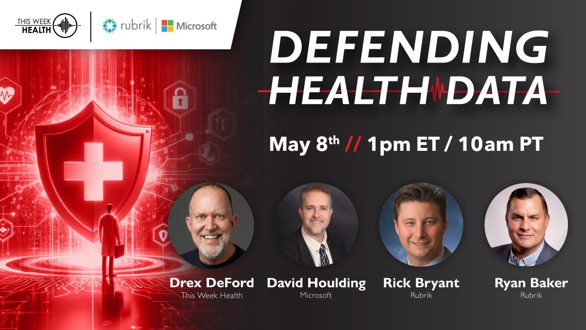 Every second counts in protecting against cyber threats. Learn from @Rubrikinc and @Microsoft how top hospitals enhance their defenses. Sign up here: loom.ly/99JNVw8 Join us May 8th – your patients depend on it! #TWH #HealthIT #229Cyber