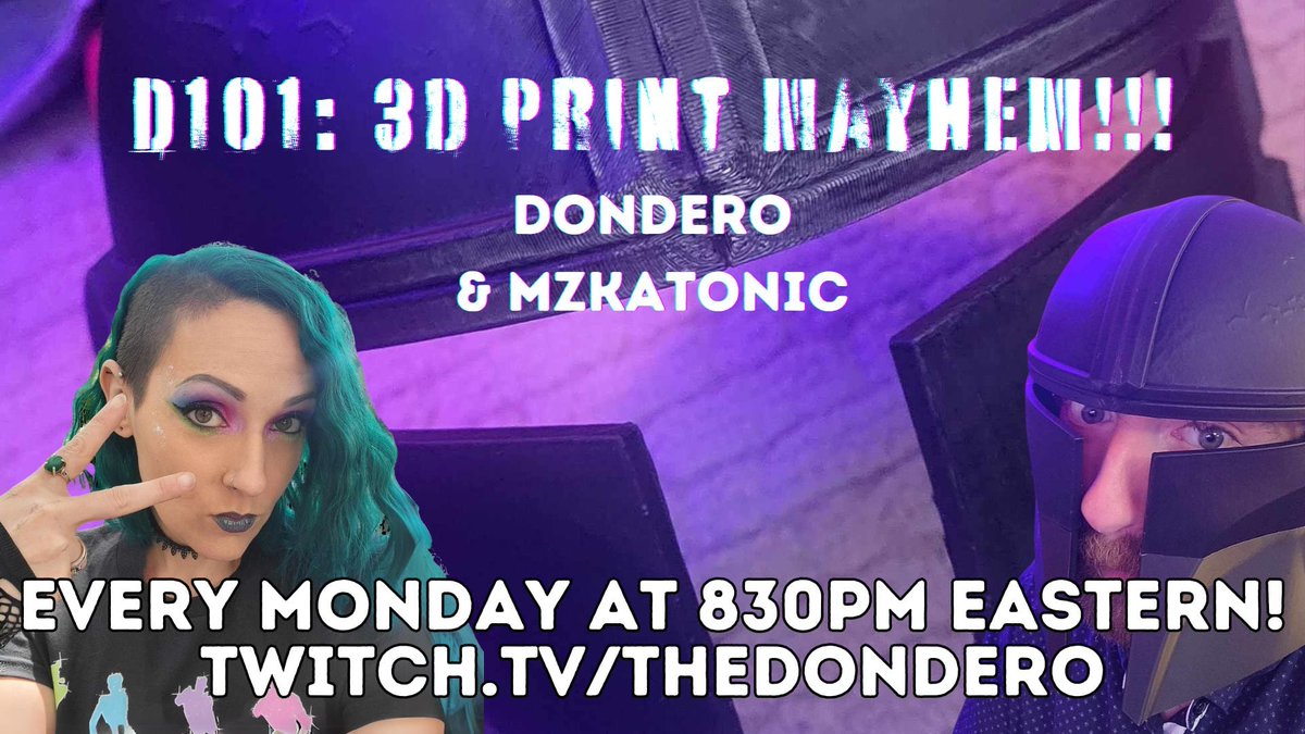 Tonight, we are talking 3d Printer Setup and Maintenance! Along with all the other types of 3d printer shenanigans along the way! Twitch.tv/thedondero at 830pm Eastern! #SupportSmallStreamers #LetsGrowStreamers #cosplayergirl #cosplay #3dprinting #propmaking