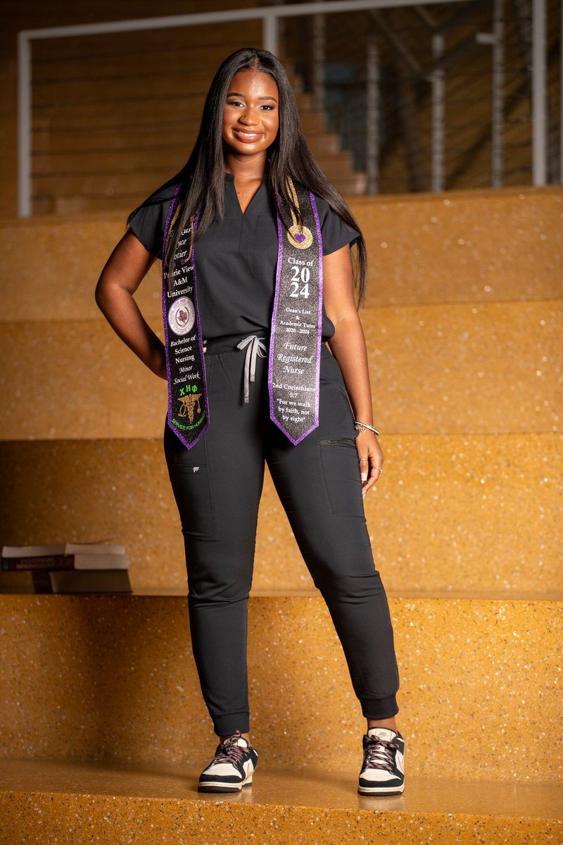 I owe this journey to God. Without him, none of this would’ve been possible. I am so glad I chose this HBCU and even more proud to have these letters behind my name💜. The journey is far from over until next time… -Elexus Potier BSN🩺