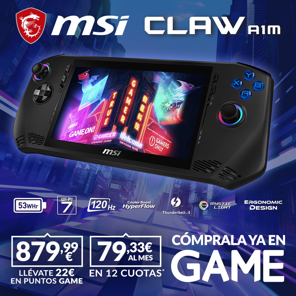 ¡Disfruta de un potente PC en tus manos para jugar donde quieras! 😍

La nueva MSI CLAW es una pasada y ya puedes conseguirla pulsando aquí. 👇
ow.ly/VJSO50RnQ9c