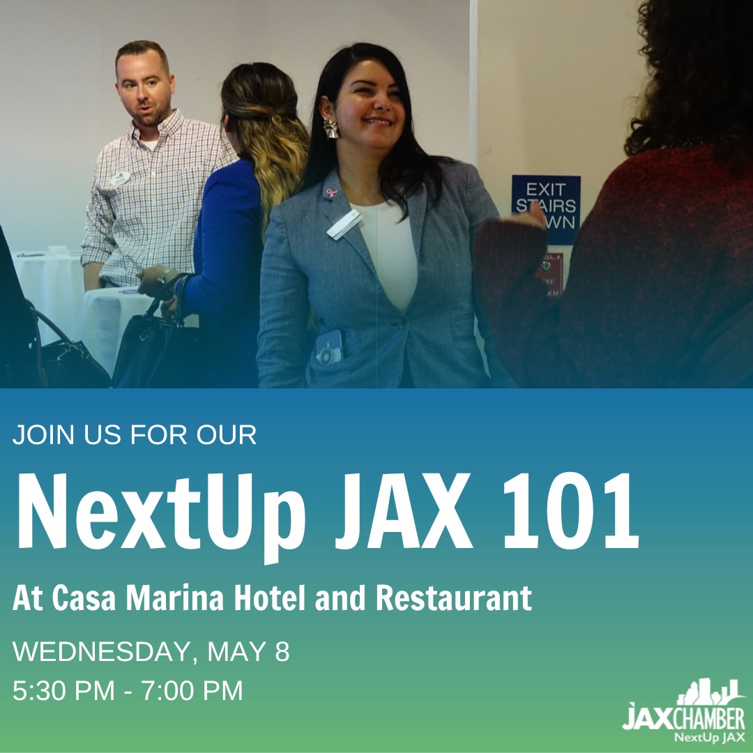 Registration is still open for this week's NextUp JAX 101! This event is perfect for meeting other young professionals and learning more about our organization. We hope to see you there.