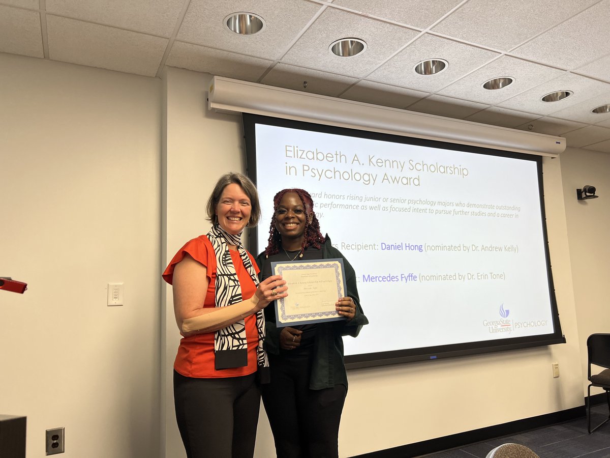 Congratulations to Mercedes Fyffe who was recognized by the Psychology Department with the Elizabeth A. Kenny Scholarship which recognizes outstanding psychology majors who intend to pursue additional training in psychology.