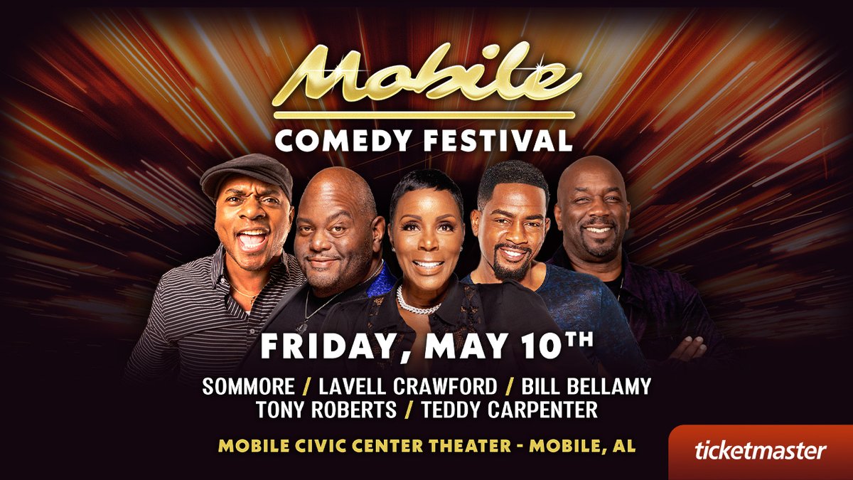 FRIDAY! Don't miss Sommore + Lavell Crawford, Bill Bellamy & more! Get your seats now at the box office or bit.ly/mcf24

#MobileAlabama #MobileAL #MobileCounty #BaldwinCounty #GulfCoast #DowntownMobile #Pensacola #Biloxi