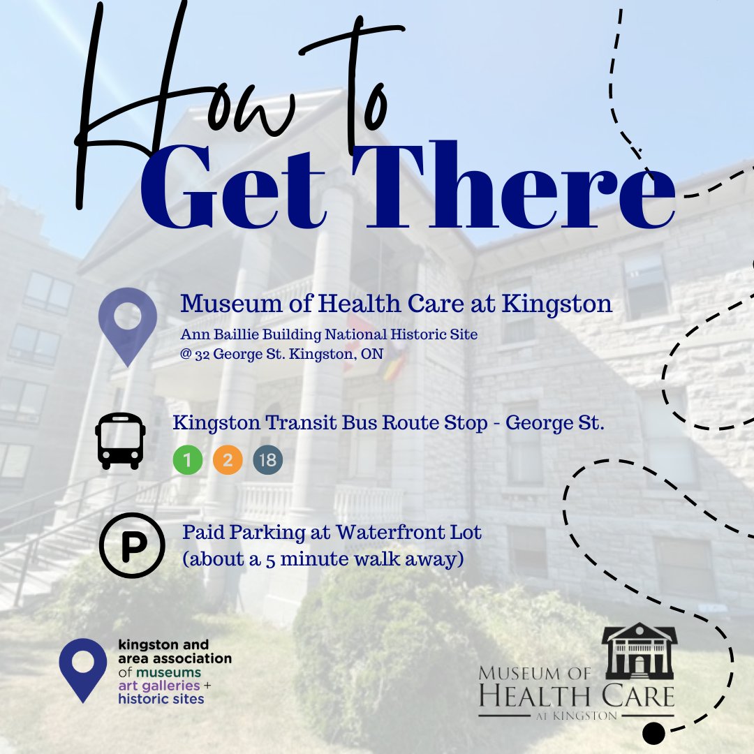 Located in the Ann Baillie Building visitors can walk, take public transit or drive to visit the @museumofhealth 👣🚌🚗

You can visit the museum Wednesday to Friday from 10:00am - 4:00pm until June 1st!
#kingstonmuseums #mayismuseummonth #howtogetthere