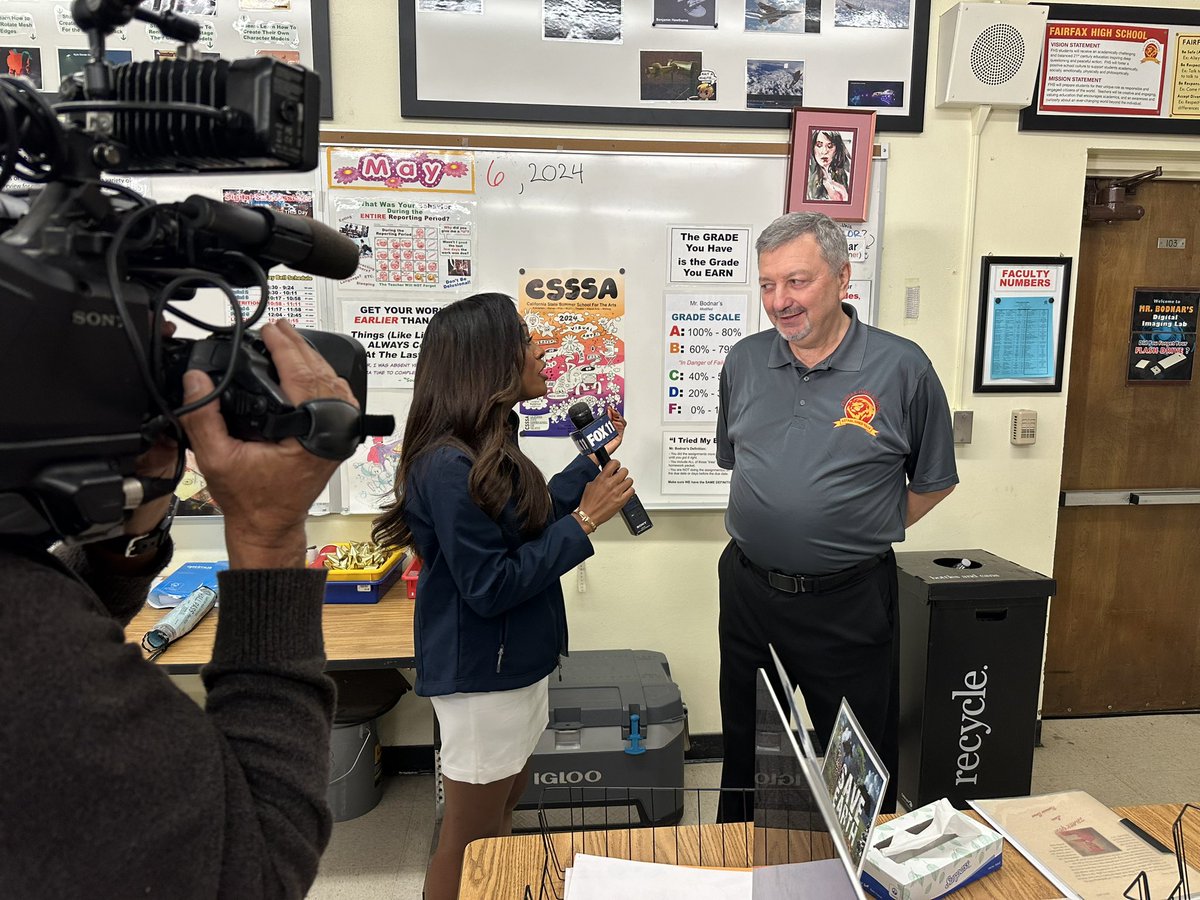 Tune in all morning to Fox 11’s @GDLA @BrookeOnAir who is reporting live from @FairfaxHS for #TeacherAppreciateWeek