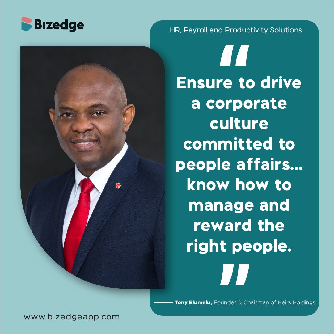 According to Tony Elumelu, “People are your greatest asset”, and BizEdge empowers HR to manage people for business growth.

Check out our latest newsletter for more of what Tony Elumelu said about people management: bit.ly/BizEdgeArticle

#people #hr #HRtech #monday #bizedge
