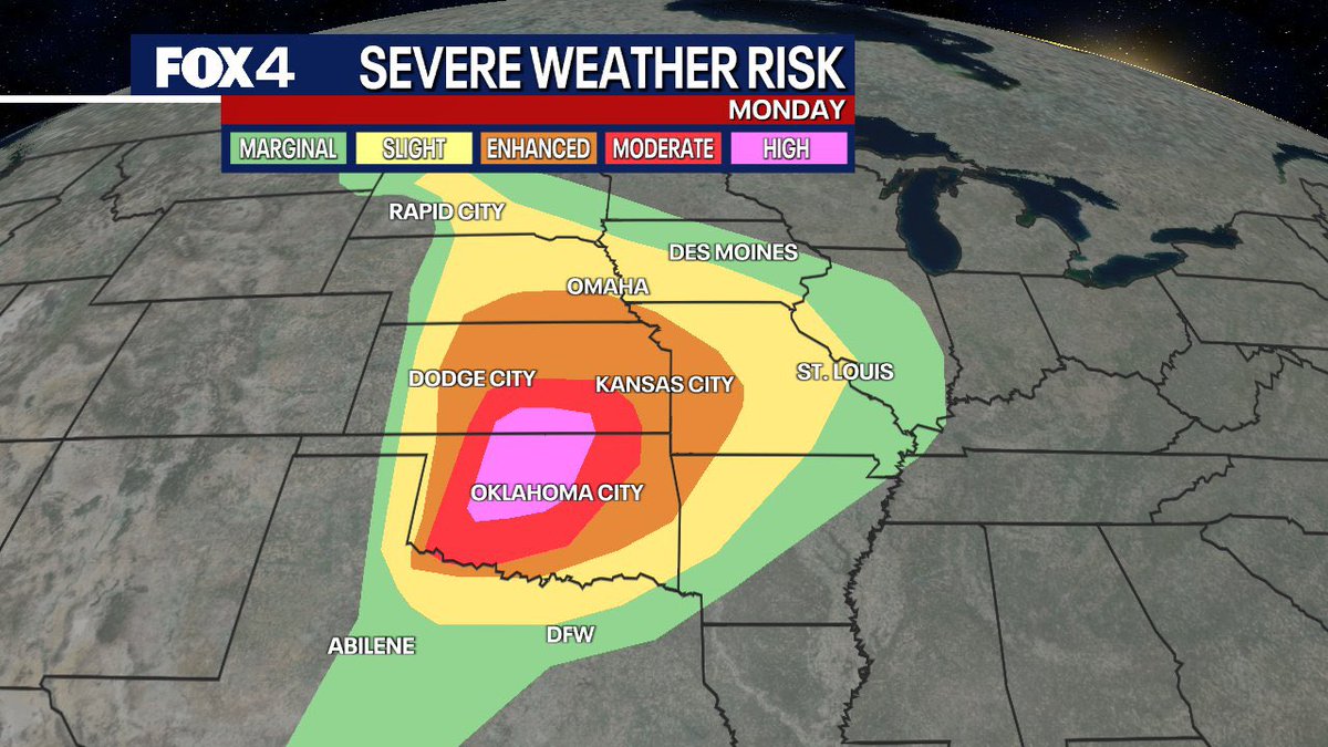A rare HIGH RISK for severe weather has been issued for Oklahoma and Kansas today. This is the first high risk that’s been issued in over a year by the storm prediction center. #okwx 🌪️🌪️🌪️