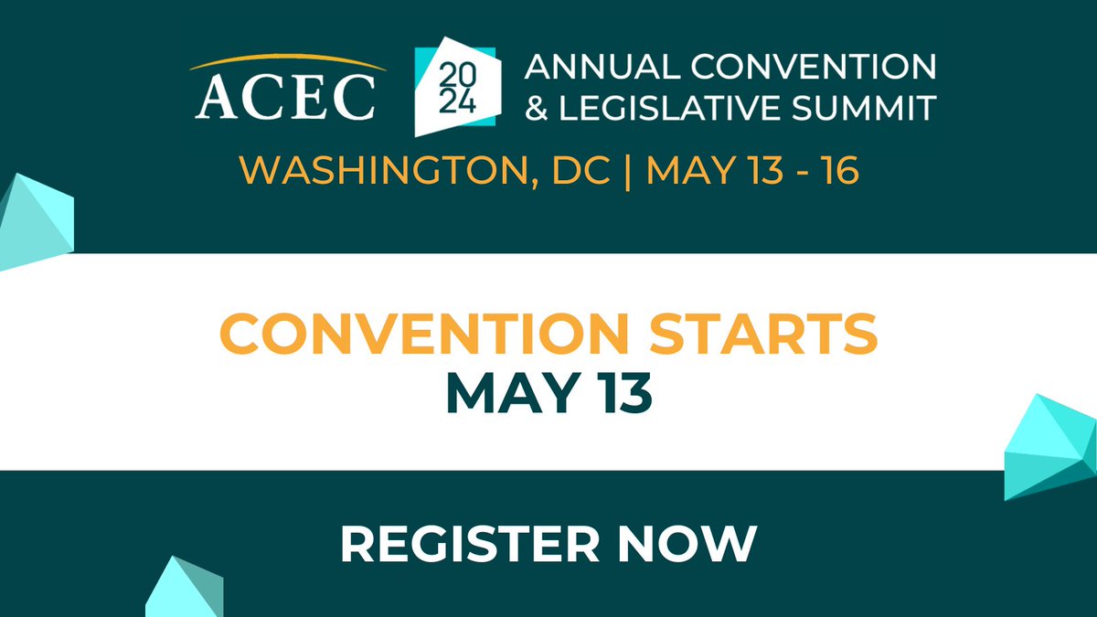 Convention starts in one week! ⏳ Register now. Here's a sneak peek of what to expect: bit.ly/44wzlAB Register now and secure your spot! bit.ly/44xFcWI #ACEC2024ANNUAL