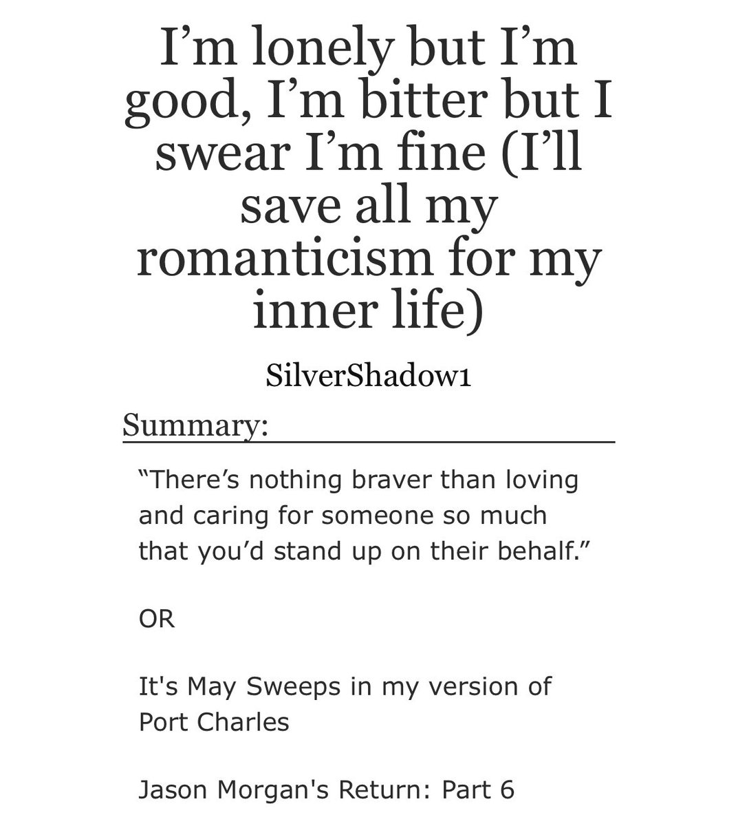 QAFBrianJustin's tweet image. It’s here!

The first chapter of my 45.5K #Jakeson + #Liason fic is live for my #MaySweeps!

(Make sure to read the first 5 installments) #GH #25YearsOfLiason #LiasonBaby 

🔗: archiveofourown.org/works/55719916…