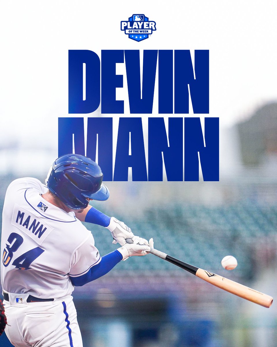 Devin Mann is the International League Player of the Week! This week he slashed: .467/.579/1.446, highlighted by 3 doubles and 1 home run, to go along with 4 walks and 5 runs scored. 📰: bit.ly/3K9SqQ5