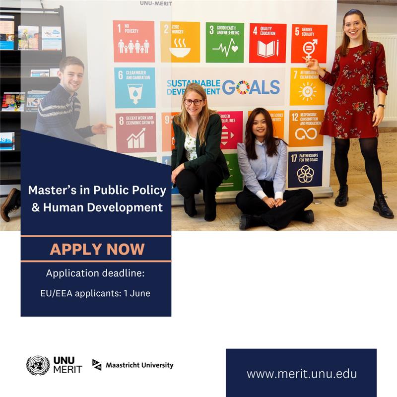 Looking for an international career in policy, governance or development? 🌏 Our Master's in Public Policy & Human Development equips you with the essential skills to achieve your goals. Just one month left until our EU application deadline! Learn more: ow.ly/WMQc50P0qix