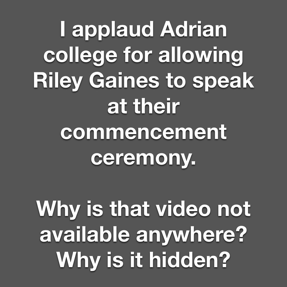Why is X deleting my message regarding wanting to see the Riley Gaines video from Adrian college? 

@Riley_Gaines_ @elonmusk @AdrianCollege