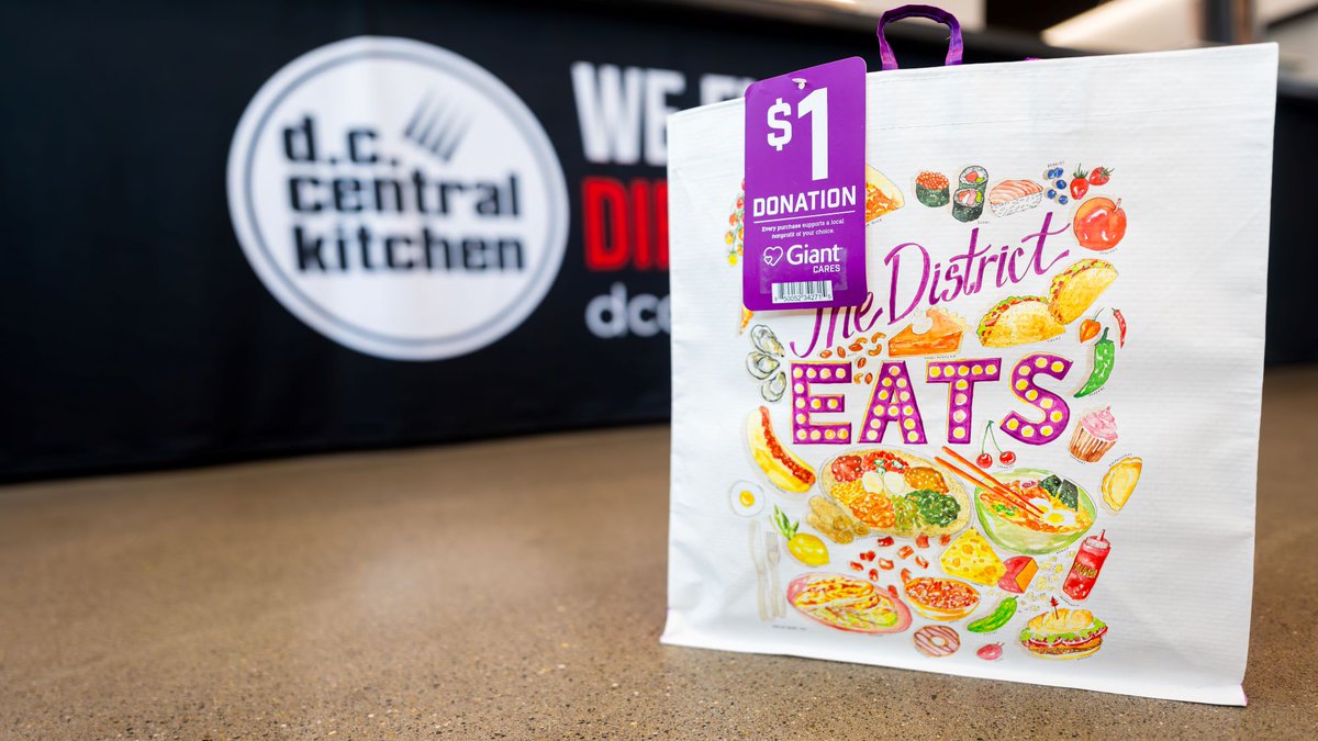 Local artist Marcella Kriebel has designed a delectable reusable bag for @GiantFood as part of their Artist Series. Through May, Giant will donate $1 from the sale of each of these bags to DC Central Kitchen. Pick yours up today at any Giant location in the DMV! #hungerfighters