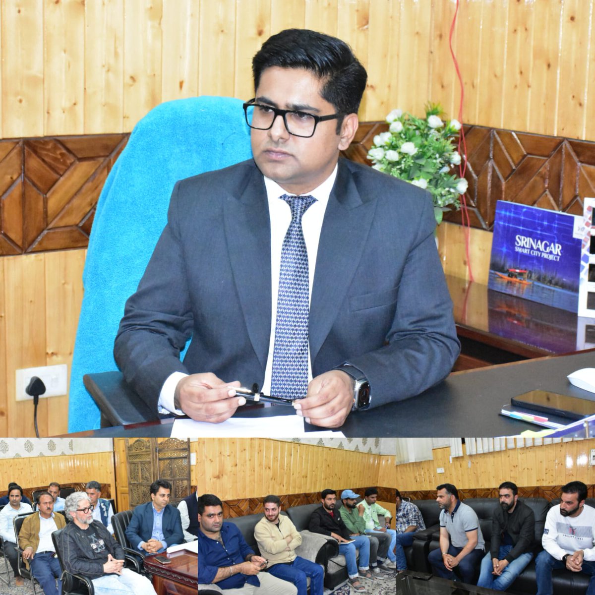 sclsrinagar's tweet photo. The CEO (SSCL) Dr. @owais_ias conducted a high-level meeting at SSCL Conference Hall to assess status of ongoing projects, to identify potential hurdles, and to devise strategies; ensuring timely &amp; successful completion of all #SmartCityProjects.

@MoHUA_India @OfficeOfLGJandK https://t.co/VEwqsneflS