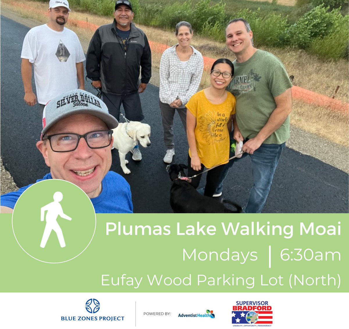 Thank you to everybody who joined us for the first Blue Zones Project Yuba Sutter Plumas Lake Walking Moai of the season. See you next Monday at 6:30am?