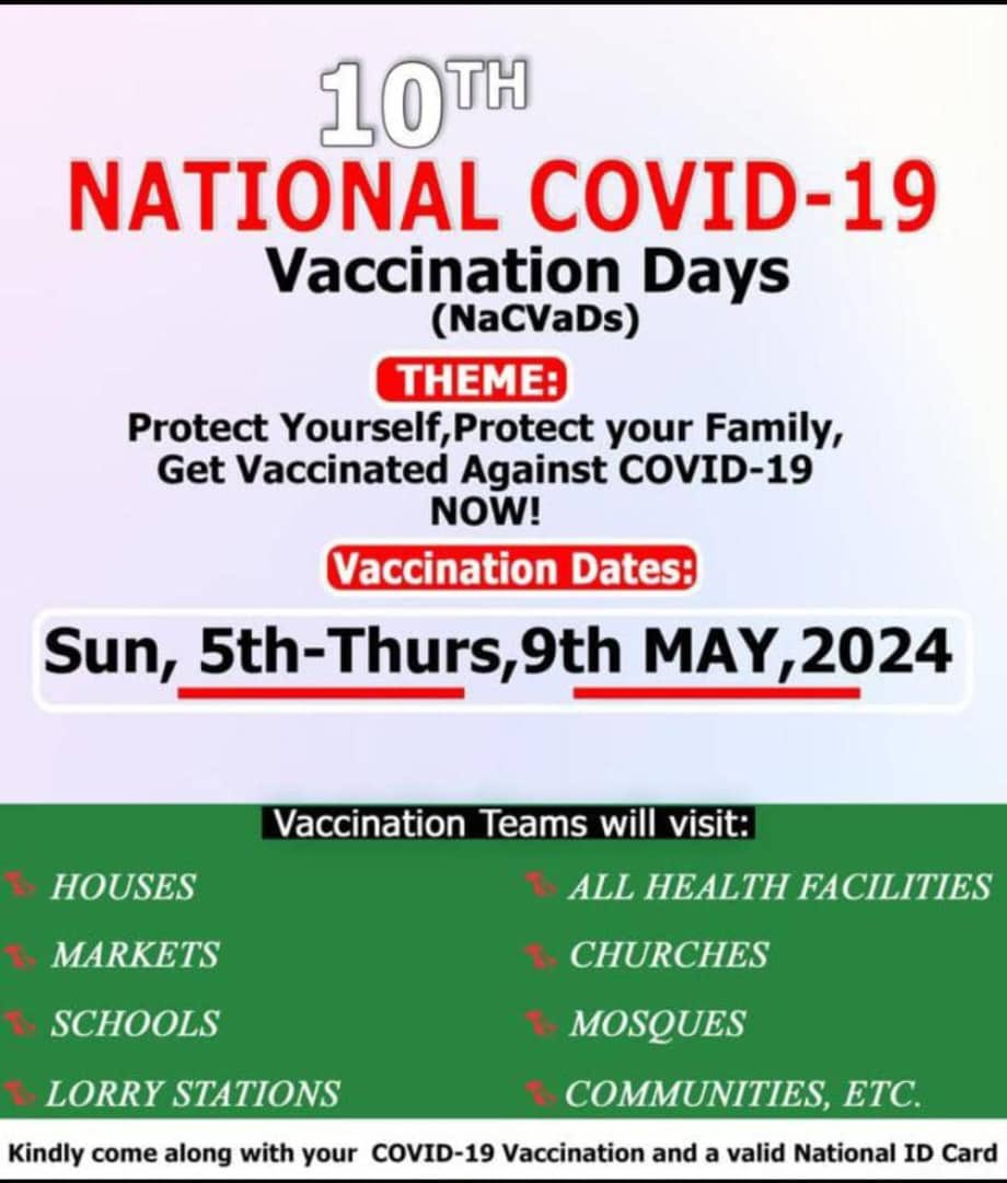 The 10th National COVID-19 Vaccination Days is still ongoing. Vaccinate Today. #protectyourself #protectyourfamily #getvaccinatednow #NaCVaDs10