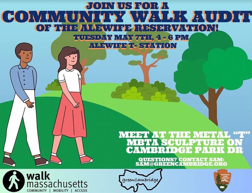 Looking for something to do tomorrow night? Join us from 4-6 PM for a community walk audit with Green Cambridge! All are welcome to participate.