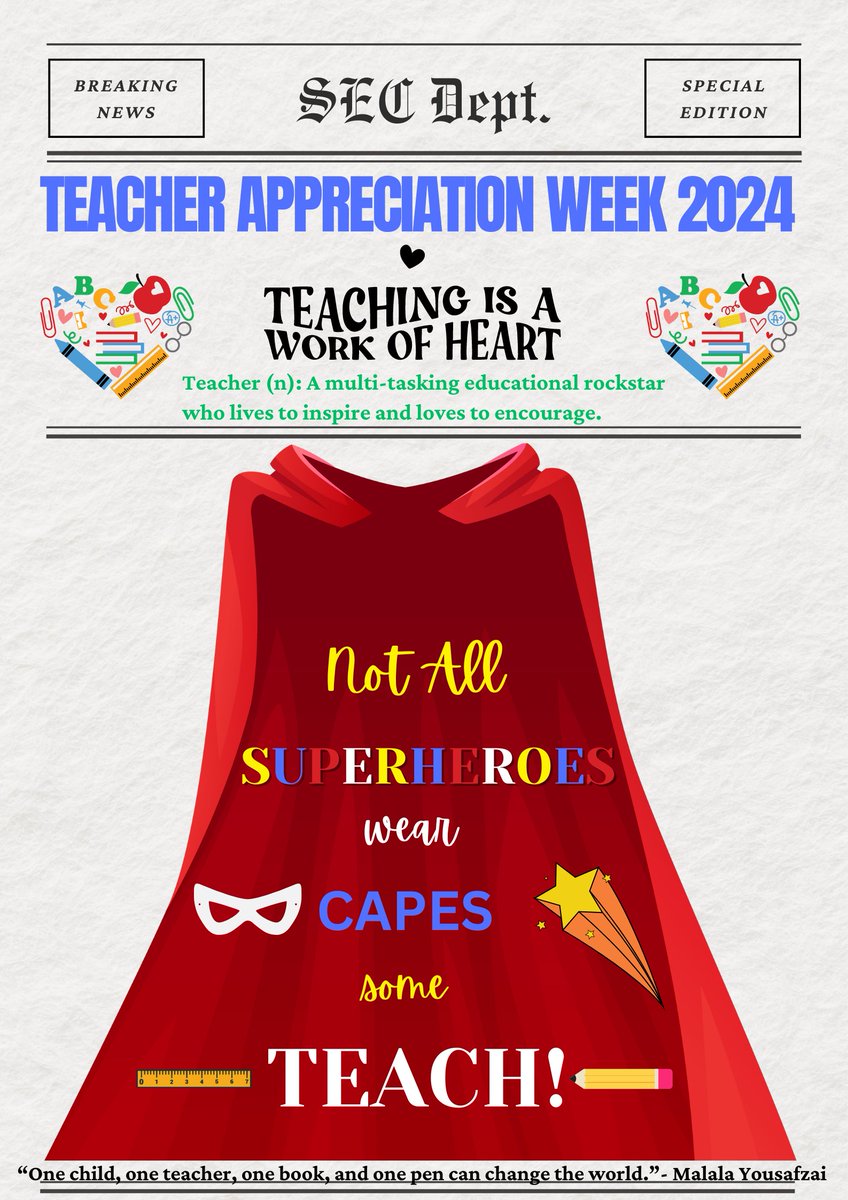 On behalf of the SEC Department, we would like to thank each educator that touches the lives of our students on a daily basis! You are GREATLY appreciated! Happy Teacher Appreciation Week! 🍎🏫#SECSTRONG @GillandTris @SherryCP3 @YolandaBW @FultonCoSchools