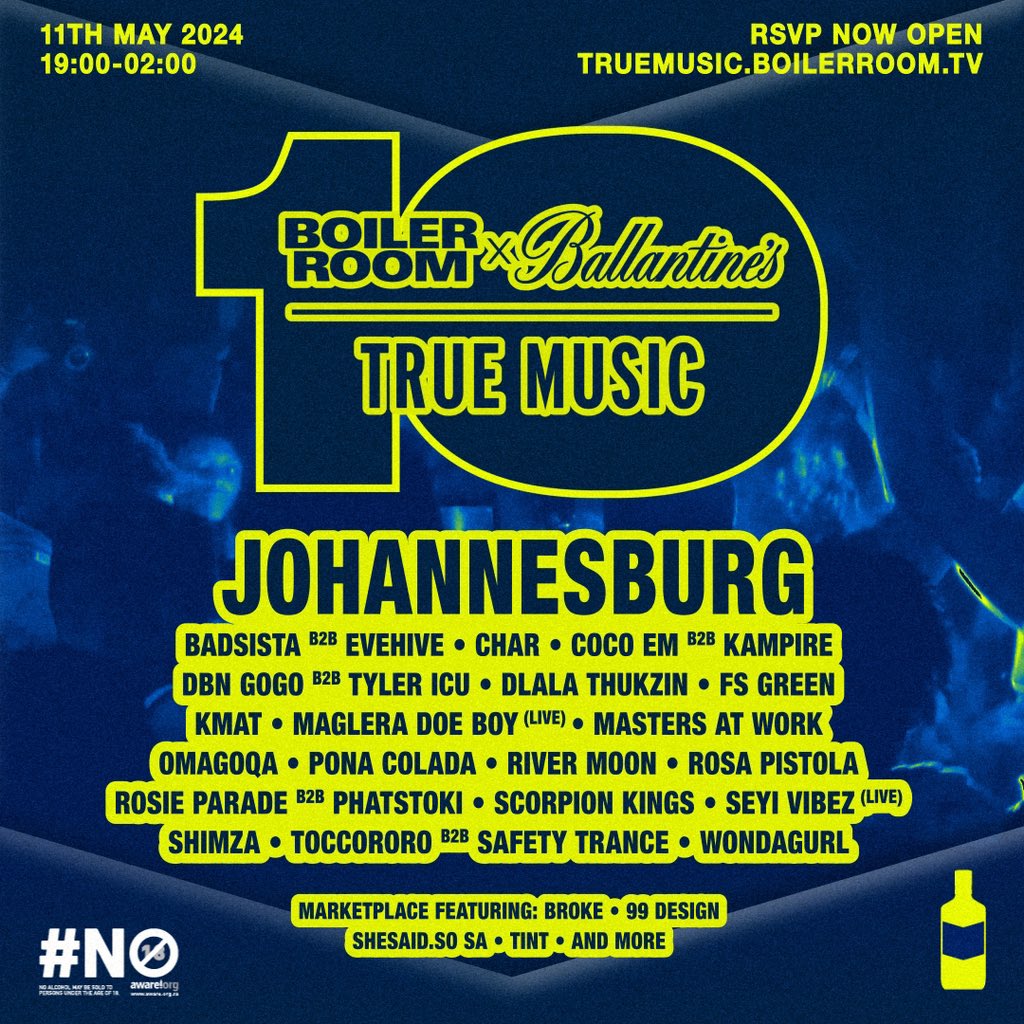 Johannesburg see you soon for a Boiler Room X Ballentine’s True Music special ! Masters At Work Live!