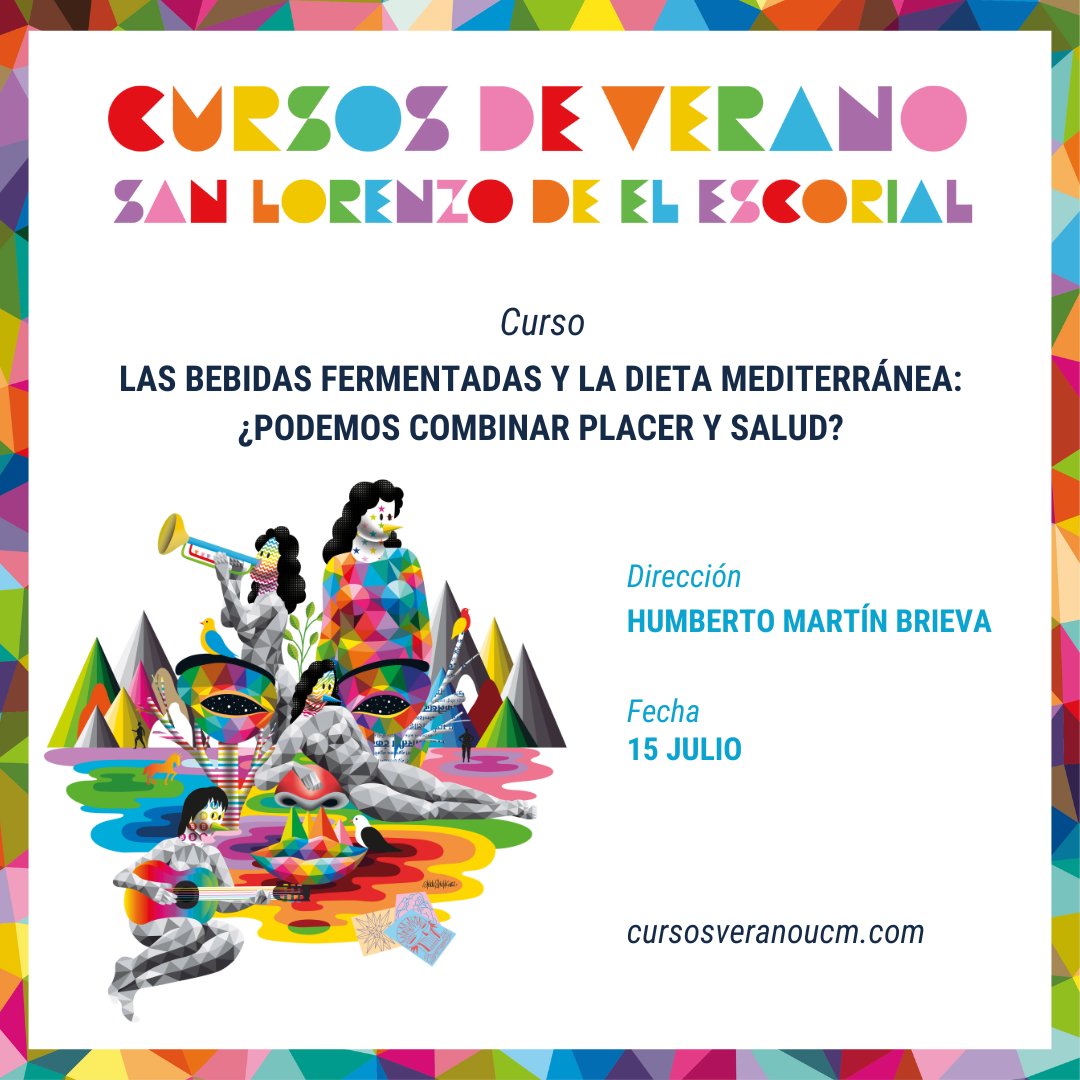 #CursosdeVerano Complutense El Escorial 
Toma nota de este curso, puede ser de tu interés:
Las Bebidas Fermentadas y la Dieta Mediterránea: ¿Podemos combinar placer y salud?
🗓️15 Julio
Dirección: Dr. Humberto Martín <a href="/ffarmaciaUCM/">Facultad Farmacia UCM</a> 
Inscripción👇cursosveranoucm.com/cursos/73403-2/