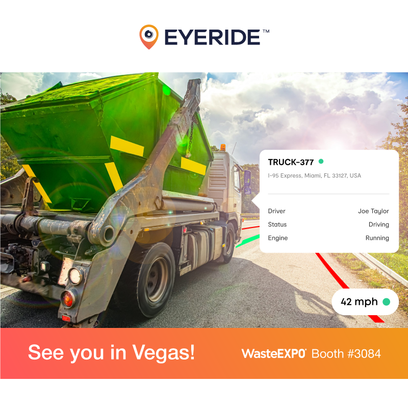 WasteExpo is coming up! Ready to connect? 🚀 Visit EYERIDE at booth #3084 to discover our innovative fleet management solutions. We're transforming the fleet safety game, and we'd love to show you how! 

See you there! 👋

#WasteExpo #FleetManagement #EYERIDE #WasteManagement