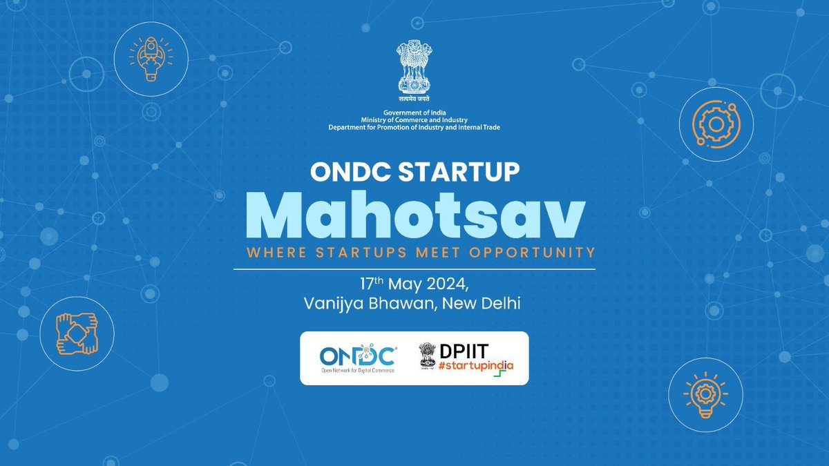 Save the date 🗓 The ONDC Startup Mahotsav is here. A confluence of startups, private and government ecosystem stakeholders to further understand the ONDC platform. Stay tuned for more updates! @ONDC_Official
