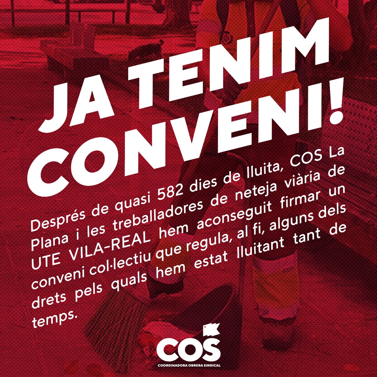 ✍️ Aconseguim el conveni col·lectiu a UTE-Vila-real.

No ens han regalat res, hem hagut de lluitar cada cèntim que hem obtingut i tenim clar que sense una lluita constant, aquests drets no estan garantits. 
👉sindicatcos.cat/conveni-a-ute-…

#AgranemLaMisèria
#TriaElRoig