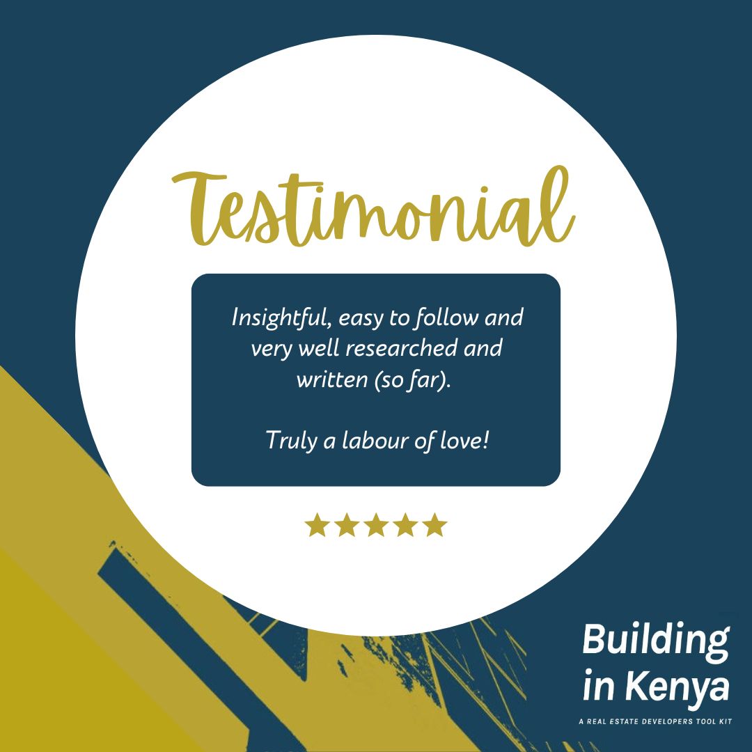 Happy Thursday! Here's a snippet from one of the testimonials we've received. Make sure you grab a copy of BIK for yourself and experience the wealth of knowledge firsthand. #TestimonialThursday #BuildingInKenya #BIKInsights