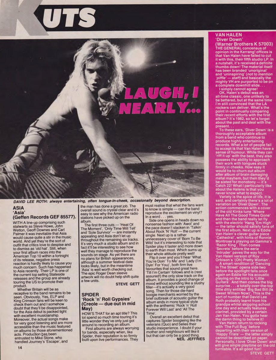 May 6, 1982

KERRANG REKORDZ: VAN HALEN, ASIA, SPIDER