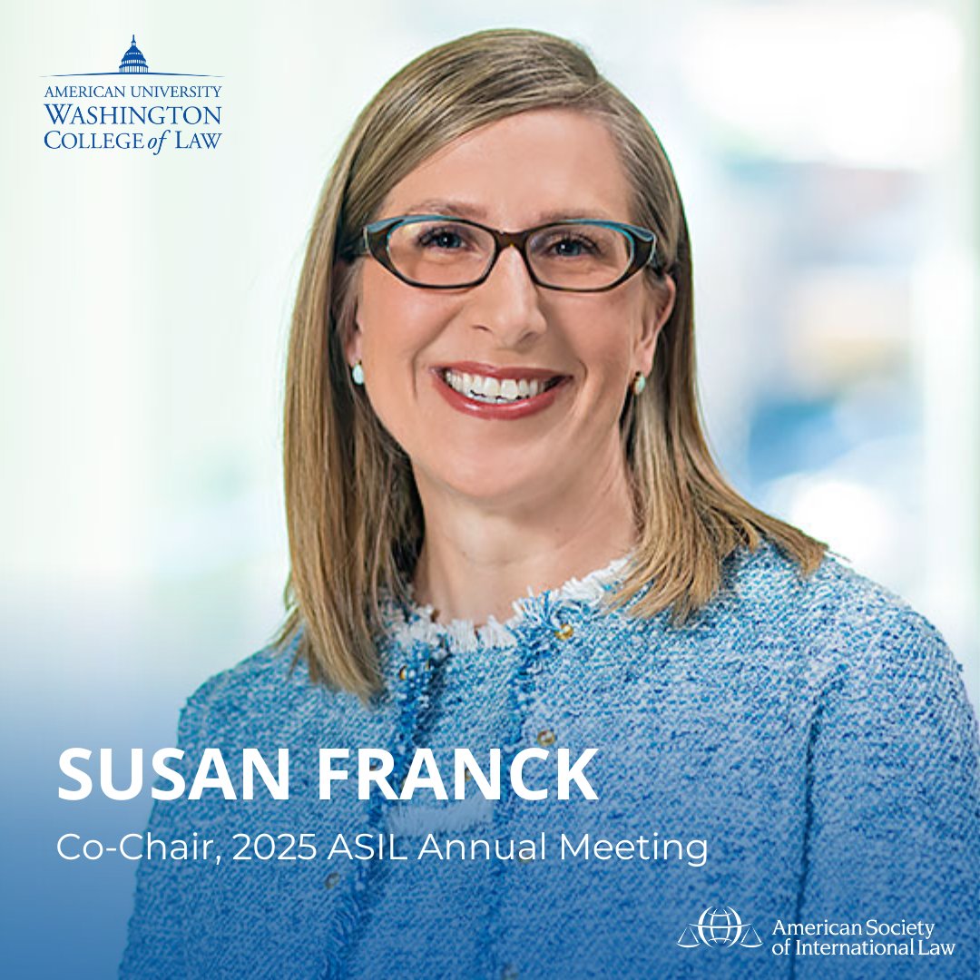 Professor Susan Franck has been appointed co-chair of the American Society of International Law’s (@asilorg) 119th Annual Meeting, together with Belen Ibanez and Nawi Ukabiala. The meeting will take place in Washington, DC in April 2025.