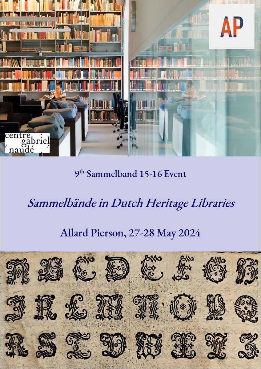 The next @sammelband15_16 event is: 'Sammelbände in Dutch heritage libraries' Allard Pierson, Amsterdam, 27-28 May 2024 Round-table discussions will be followed by practical case studies analysed live by specialists! To follow free online, register at sammelband.hypotheses.org/1597