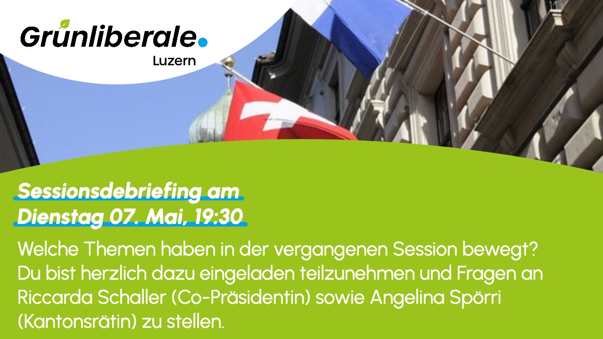 Welche Themen haben in der vergangenen Session bewegt? Du bist herzlich dazu eingeladen teilzunehmen und Fragen an Riccarda Schaller (Co-Präsidentin) sowie Angelina Spörri (Kantonsrätin) zu stellen.

🗓️ Dienstag 07. Mai, 19:30

🔗  bit.ly/4dtesdF