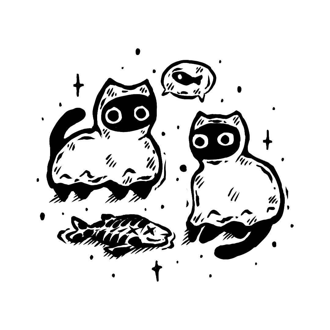 Ghost Cats Fish 👻🐈‍⬛🐟

#catvember #catart #cat #catdrawing #catillustration #drawingchallenge #ink #art #inkwork #blackandwhite #sketch #design #inking #inkwork #doodle #creative #artist #characterdesign #valioart