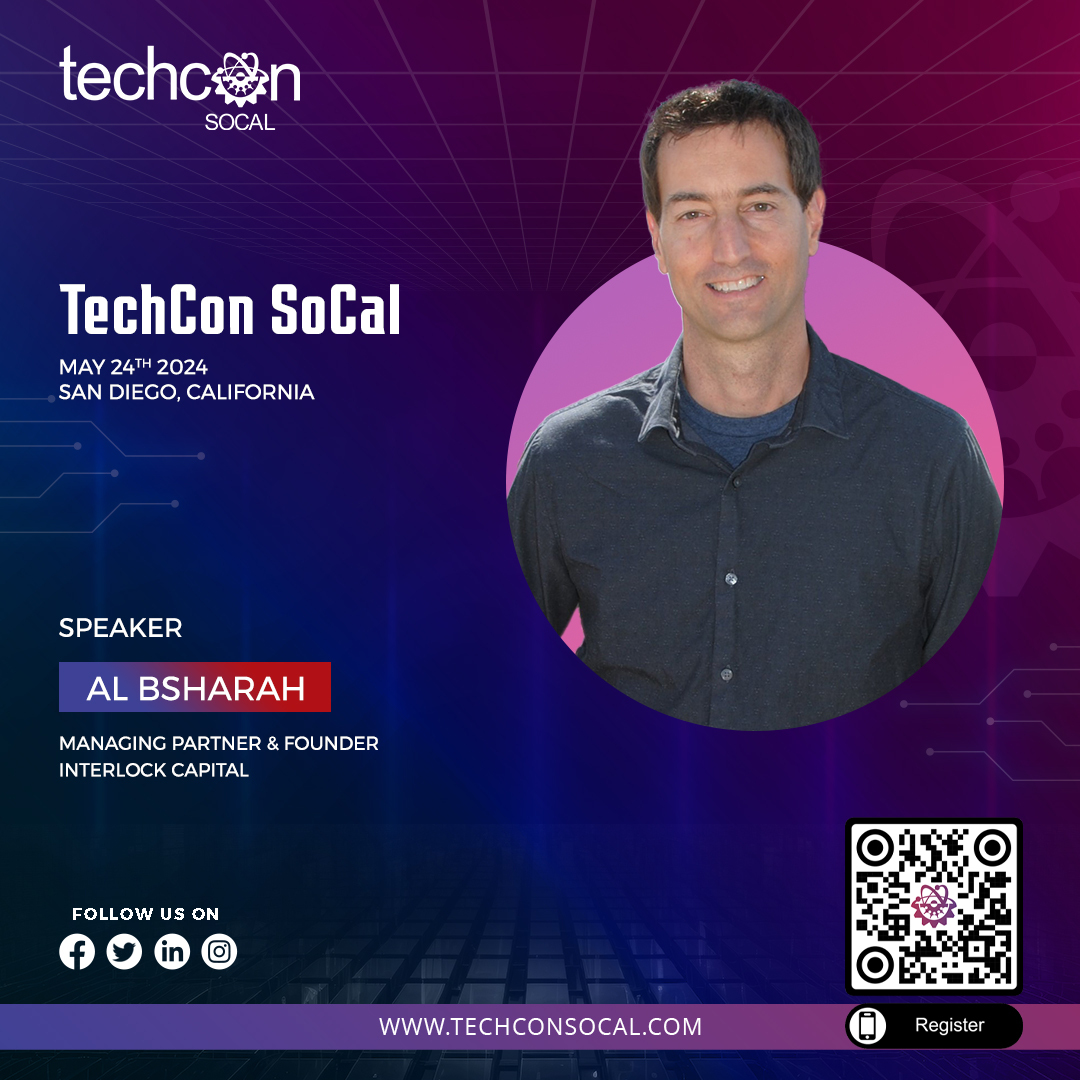 With 18 days to go, meet Al Bsharah, Managing Partner & Founder of @InterlockCap. His entrepreneurial journey and expertise in product development, operations, and fundraising make him a sought-after voice in the startup ecosystem. Don't miss his insights at #TechConSoCal!